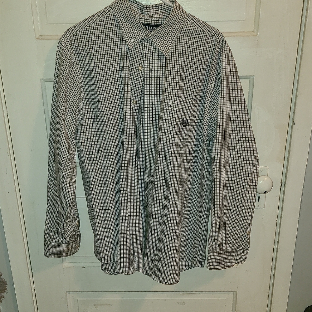 Chaps Black and White Plaid Shirt